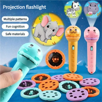 📦Ignite Their Imagination🌟: Magical Kids Projection Flashlight Early Learning Toy
