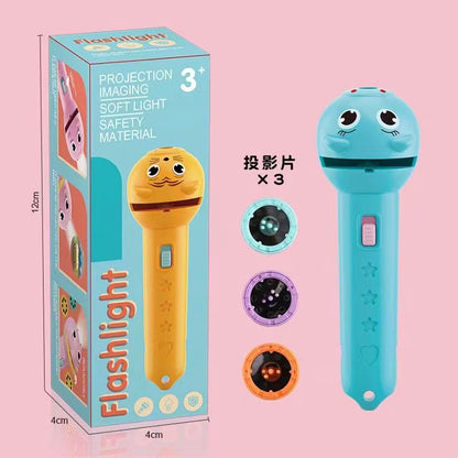📦Ignite Their Imagination🌟: Magical Kids Projection Flashlight Early Learning Toy